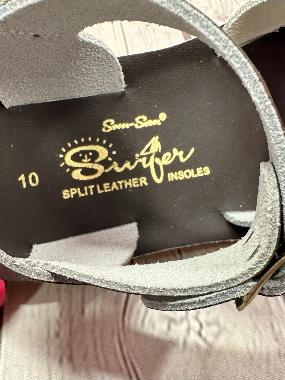 sun san surfer classic Buckle leather Strap Sandals brown toddler 10 neutral